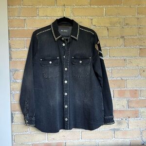 New Mos Mosh Black Denim Jacket with Stud Accents